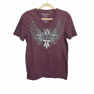 Guess Los Angeles Men’s Sz S Burgundy Graphic T-Shirt Gothic Short Sleeve